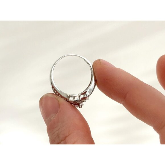 STAUER Designer Sterling Silver Mirador Marquise Cut Cubic Zirconia Vintage Ring - Picture 9 of 10